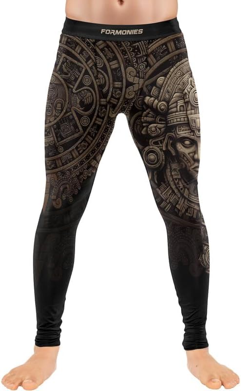 Aztec Men Jiu Jitsu Spats Grappling Tight-fit Compression Leggings for Men MMA BJJ Workout