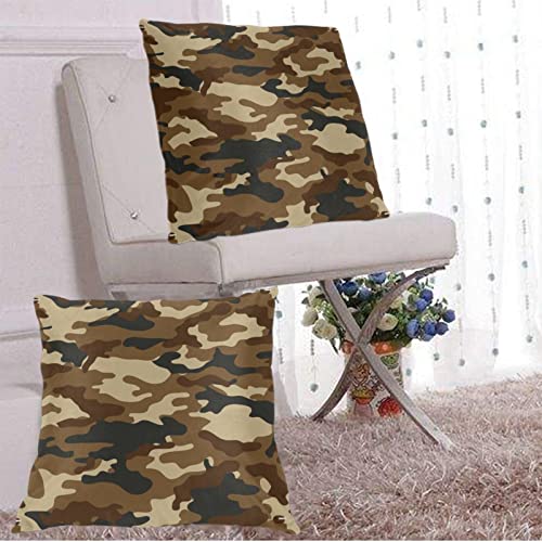 Fiokroo Military Camouflage Throw Pillow Covers Set Of 2 Pillow Cushion Cases Army Style Camo Square Pillowcases For Sofa Bedroom Living Room Car, 18 X 18 Inch #TOP6