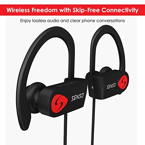 SENSO Bluetooth Headphones, Best Wireless Sports Earphones w/Mic IPX7 Waterproof HD Stereo Sweatproof Earbuds for Gym Running Workout 8 Hour Battery Nois   e Cancelling Headsets