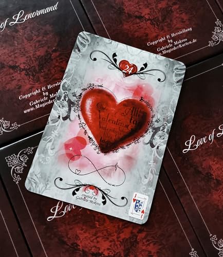The Love of Lenormand – Lenormand Orakelkarten – Kartendeck in dekorativer Box mit 36 Karten mit roter Folienprägung