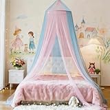 Eimilaly Ciel de lit Bicolore Moustiquaire Rose Bleue, Ciel de lit pour Fille Décoration de Chambre   Moustiquaire Suspendue pour Adultes, bébés, Porte Unique