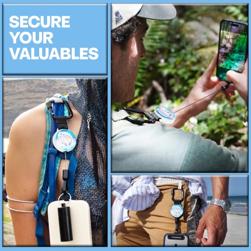 Image of ClutchLoop Retractable Anti-Theft Phone Tether Lanyard Locking Carabiner | Phone Leash with Steel Cable & Tether Tab. Ideal for Festivals, Hiking, Skiing, Fishing & Travel