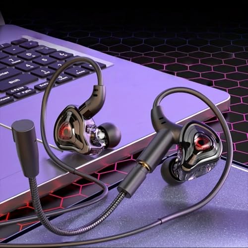 USB Type C Wired Gaming Earbuds with Flexible Boom Mic...