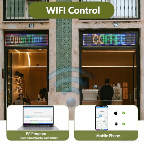 Image of P10 Programmable LED Sign 39 inch x 8 inch Outdoor Scrolling Message Board WiFi Control RGB Full Color High Brightness Digital Advertising Display for Business, Store, Bar, Restaurant
