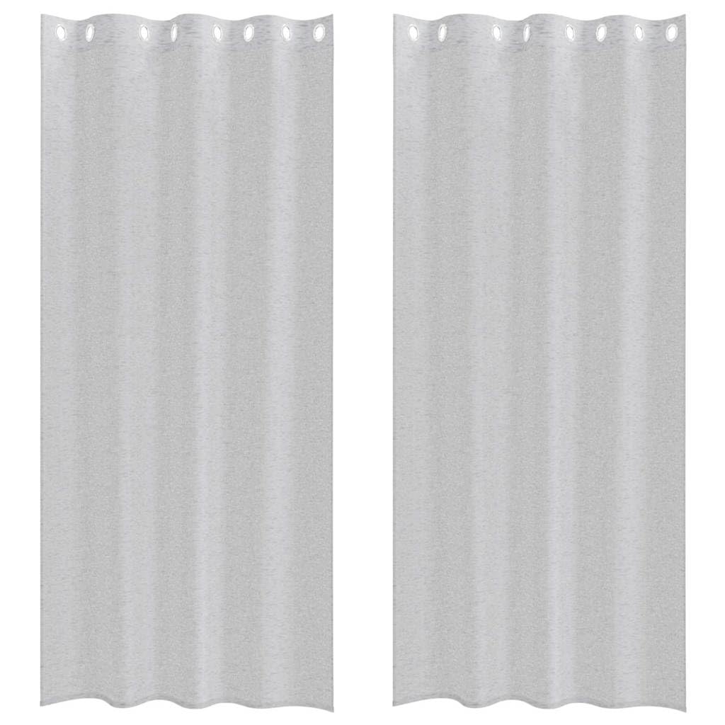 Voile gris clair 245x140 cm lot de 2 rideaux en polyester pour le salon