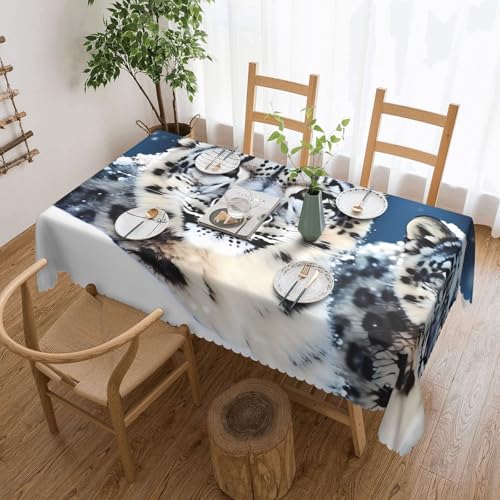Nappe léopard de neige 137x183 cm rectangulaire imperméable et lavable pour table de jardin
