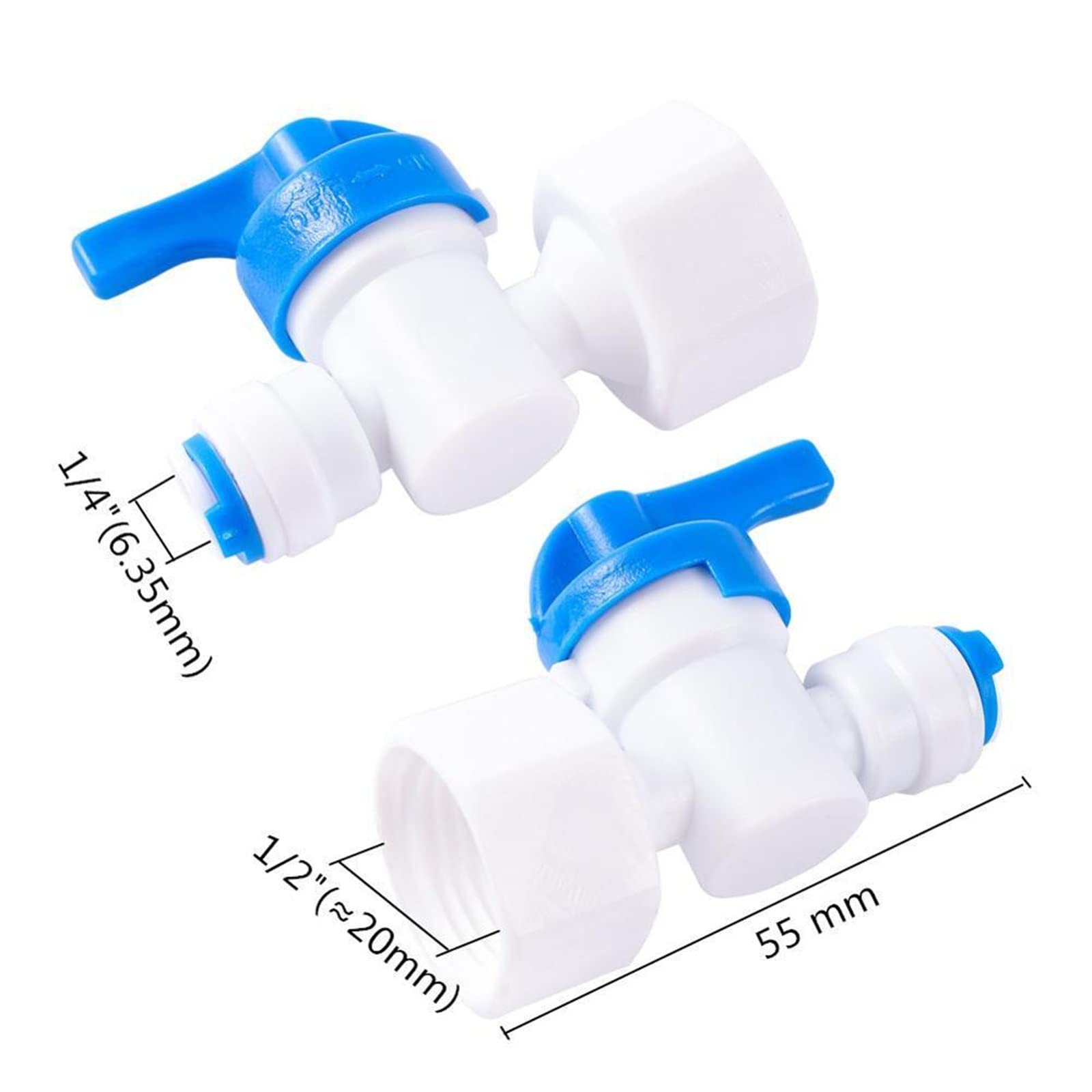 Purificador del Sistema de Filtro ósmosis inversa 1/2 quot; Rosca Hembra a 1/4 Válvula Bola Tubo, válvula purificadora Agua Cierre conexión rápida, 1 Uds