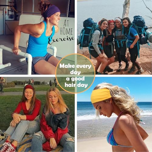 Image of RITOPER Wide Thick Headbands for Women Non Slip, 10 Pack Buttery Soft Workout Yoga Running Sweat Head Bands, Solid Headband Hair Bands for Wig Cover, Spa Day, Travel, Washing Face, Daily Use