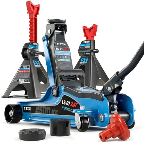 STIX Cric hydraulique avec chandelles Cric 2,5 t + Support 3 T, Stable et sûr, pour Atelier et Garage