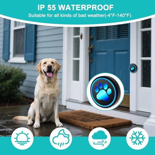 Yoiilifee-Dog-Door-Bell-for-Potty-Training-Smart-Wireless-Doggie-Doorbell-to-Go-Outside-1000-Feet-Long-Range-with-IP65-Waterproof-Super-Light-Touch-Button-60-Melodies-Adjustable-Volume