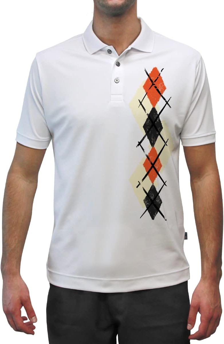 Dry Fit Short Sleeve Graphic Golf Polo Shirt for Men, Great for Sports and All Outdoor Activities - Argyle Paradise (4A-4Z)