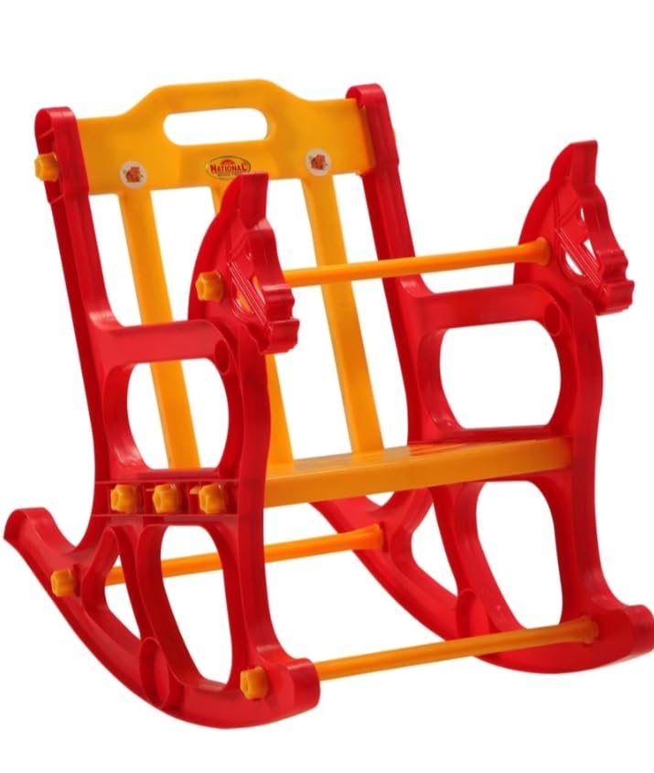 Manos Kids Rocking Chair Toy, Red and Orange, Plastic Indoor Play Furniture Pack of 1(Foldable Chair) 1