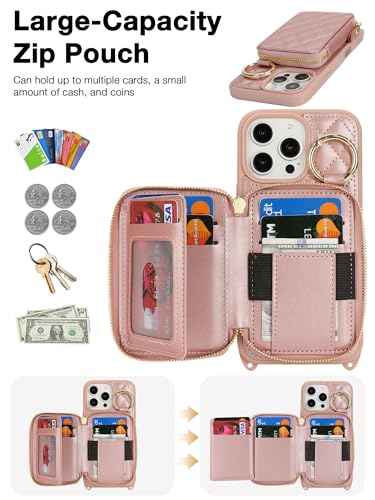 Etui iPhone 16 Pro Max or rose chic avec anneau support et cordon de qualite - 2