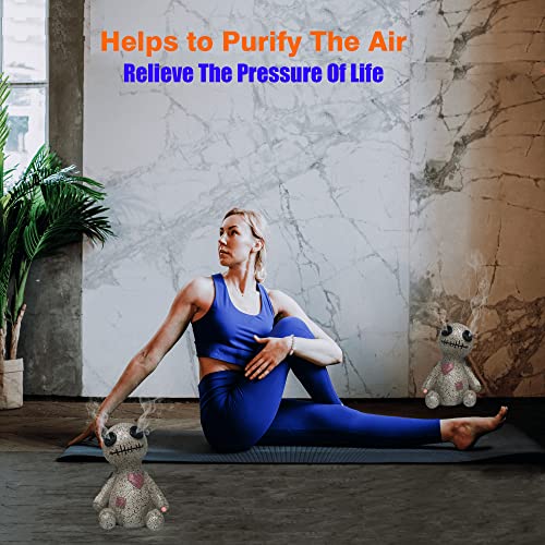 2Pcs Voodoo Doll Cone Burner Backflow Incense Holder Desktop Indoor Halloween Decoration With Smokes From Eyes, For Kids & Friends, Resin Ornament Handmade With 6 Incense Cones #TOP2