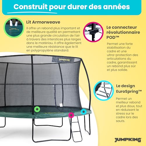 Jumpking 14ft Trampoline Rond avec Filet de Sécurité et échelle - JumpPod Deluxe | Trampoline D'extérieur pour Adultes et Enfants, 10 Ans de Garantie sur Le Cadre, Design EuroSpring – Image 5