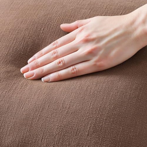 Image of MIULEE Decorative Throw Pillow Covers Neutral Linen Fringe Throw Pillows Euro Shams Set of 2 Dark Coffee Boho Farmhouse Cushion Covers for Couch Sofa Bed Living Room Fall Home Decor 28x28 Inch