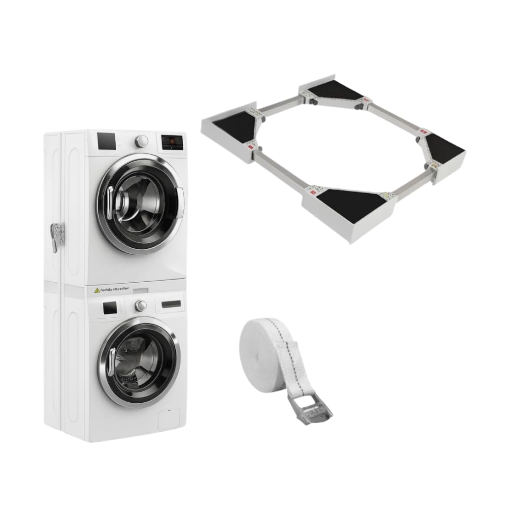 Find A Spare Adjustable Stacking Frame Kit 46-66 Cm Universal Fit For Washing Machine Tumble Dryer Stackable Shelf With Ratchet Ropes And Anti Vibration Feet