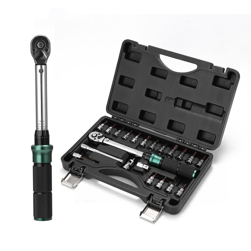 1/4'' Drive 2-24N.m Precise Double Scale Torque Wrench Set MTB Bike Socket Spanner Bicycle Motorcycle Ratchet Repair Toolbox Kit(15pcs)