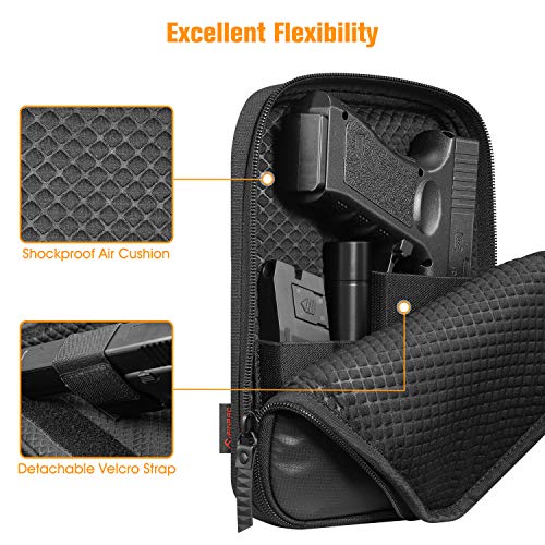FINPAC Concealed Carry Gun Pouch, Soft Pistol Case Fanny Pack Waist Belt Firearm Bag with Holster for Handgun, Air Gun, Men, Women