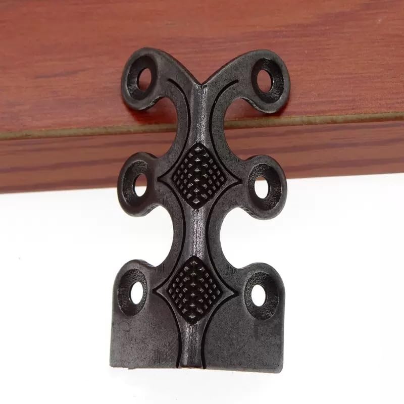 Image of Skirting Board Corner Protectors Solid Brass Baseboard Corner Protectors, Vintage Metal Corner Protector Table Corner Perimeter Cover Safety Bracket with Screws (Black*5Pcs)