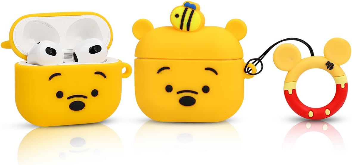 (3Pack+Cleaner Pen) Suublg Case for AirPods 3rd Generation Earbuds with Cleaning Pen Kits, Silicone Cover Protective Shockproof with Cartoon Styles of Design for AirPods 3 (MIN+MIC+Win)