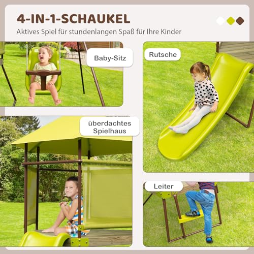 COSTWAY Spielturm, Klettergerüst mit Schaukel, Rutsche und Leiter, Outdoor Kinder Kletterturm, Kinderspielplatz für Garten