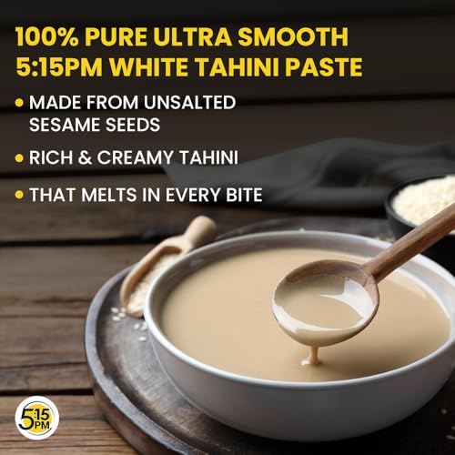 Image of 5:15 PM Tahini Paste 300g | White Tahini for Hummus | Tahini Sauce | Ground Hulled Sesame Seeds Paste Smooth & Creamy Natural for Hummus, Baba Ghanoush, Salad Dressings and More (Pack of 3)