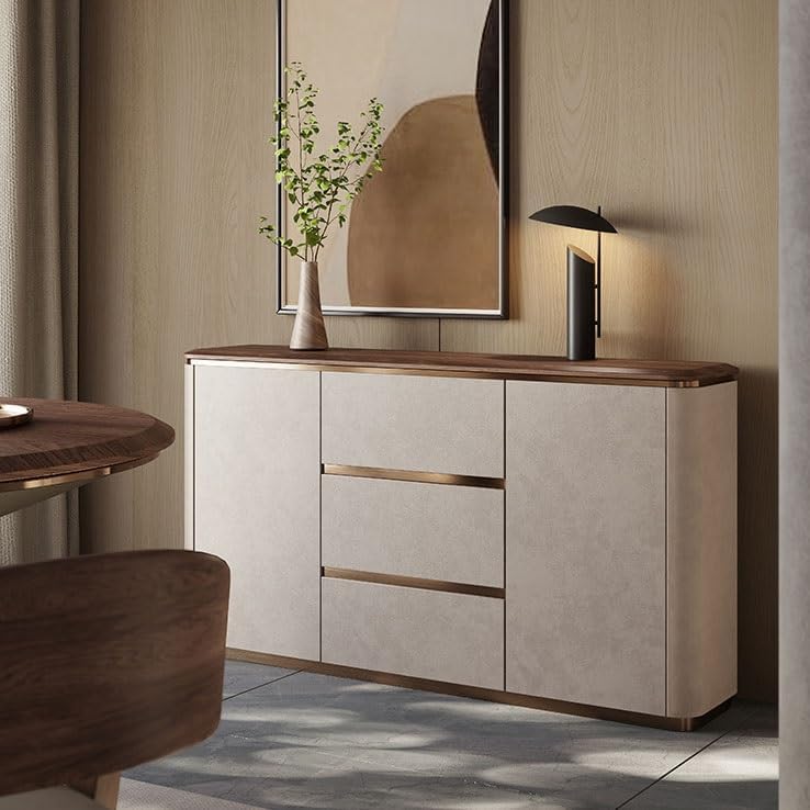 Sideboard Cabinet Black Walnut Dining Side Integrated Wall-mounted Large Flat Living Room Storage Cabinet Home Entrance Table Restaurant Corridor Decoration Sideboard Cabinet With Storage(140x35x85cm)