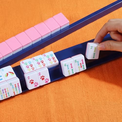 Set 4 Rack y Bolsa para Mahjong en Acrílico Azul miniatura 6