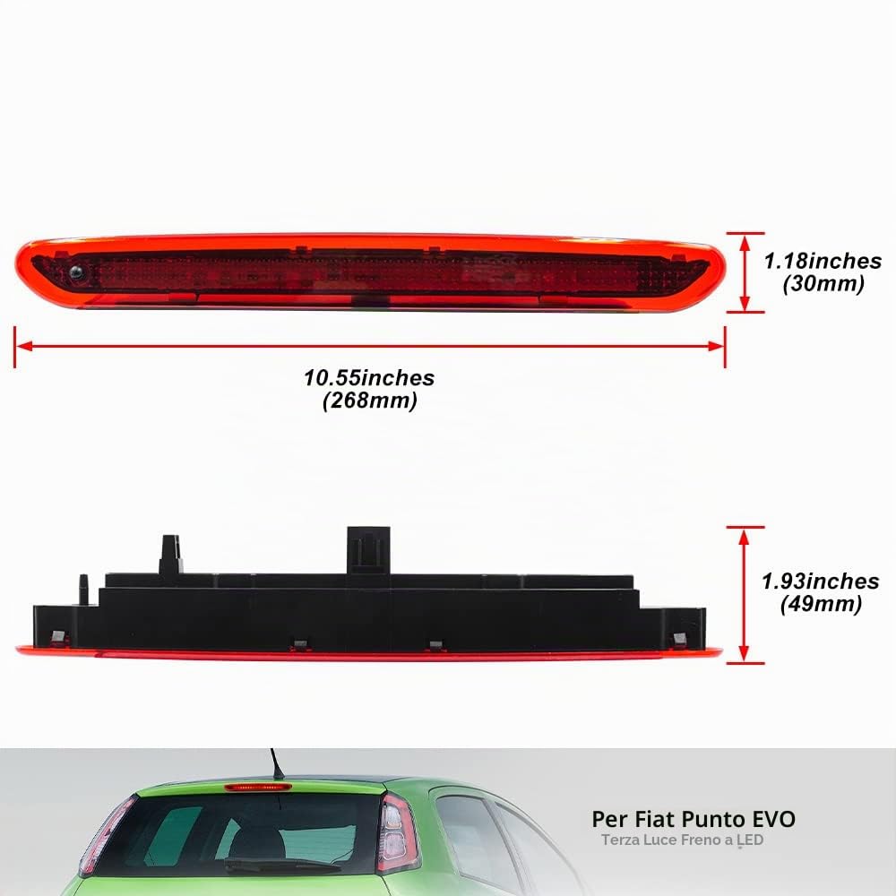 LED rosso 3° terza luce freno posteriore rondella ugello di arresto compatibile con Fiat Punto Grande Ab.arth Evo OEM 2122000407