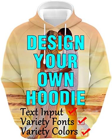 lahualixi Custom Hoodie Design Your Own Unisex Sweatshirt Personalized Photo Gifts All Over Print Pullover for Men and Women