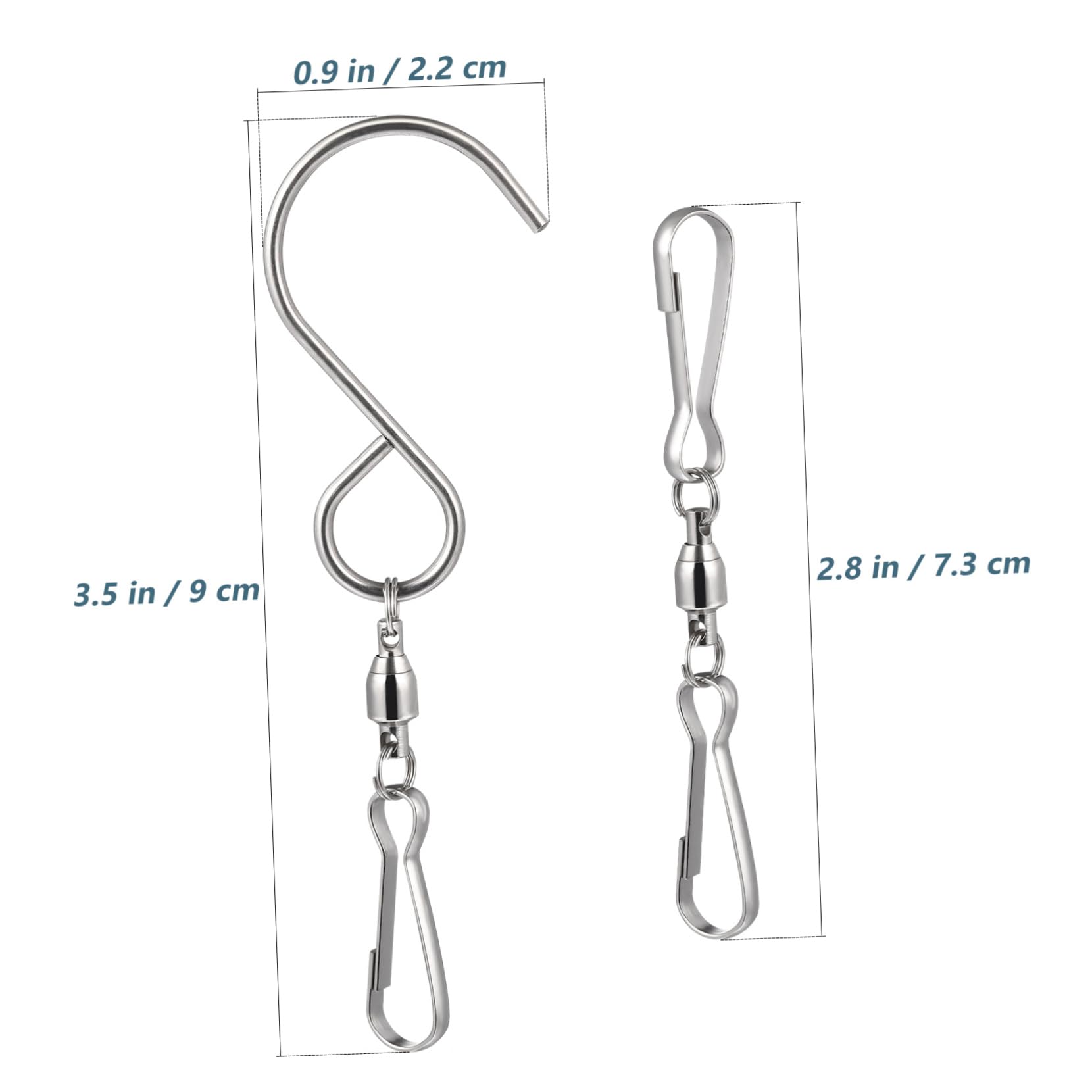 SUPVOX 12 Pack Swivel Hooks for Wind Chimes Stainless Steel Rotating Hooks Bird Feeder Hangers Space-Saving Easy Install