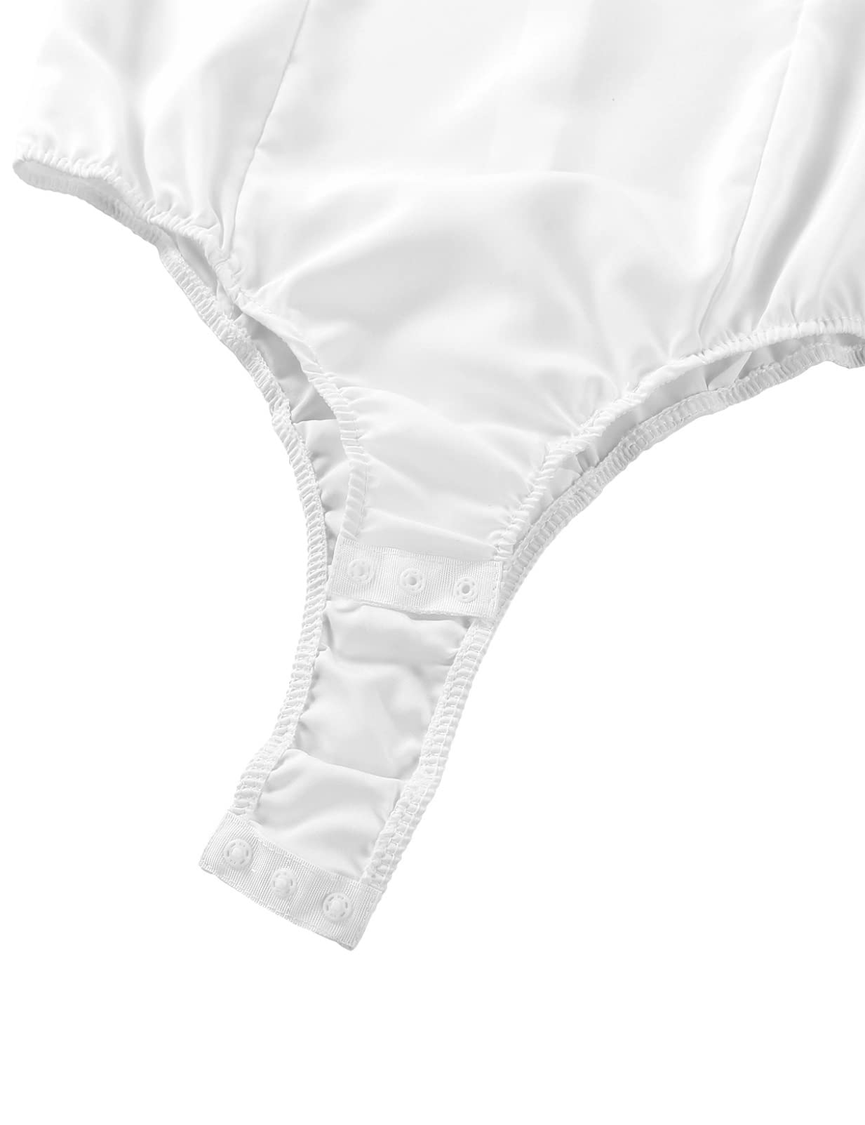 Mufeng Body da Donna Camicia Bianca Maglia Elegante a Maniche LungheCorte Slim Estiva Maglia Colletto Perizoma Bodysuit Shirt Body Shaper Abito Ufficio Casuale