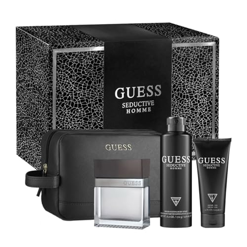 Guess Seductive Homme Men Gift Set (Eau de Toilette 100ml + Shower Gel 100ml + Body Spray 170g + Pouch) - Image 2