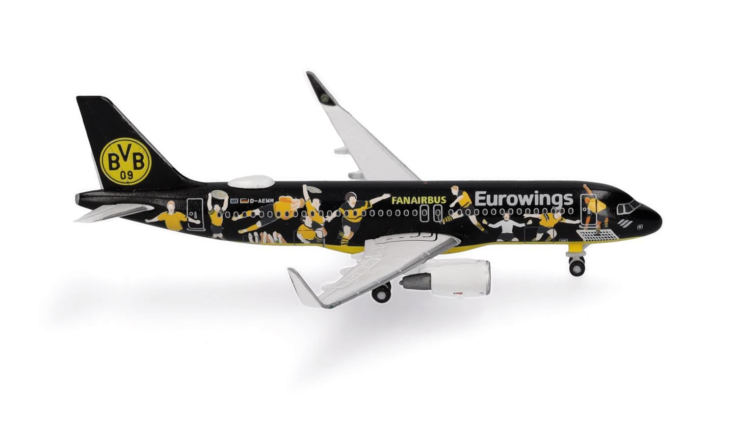Eurowings Airbus A320 BVB Fanairbus D-AEWM, miniature in scale 1:500, collectible, model without base, metal