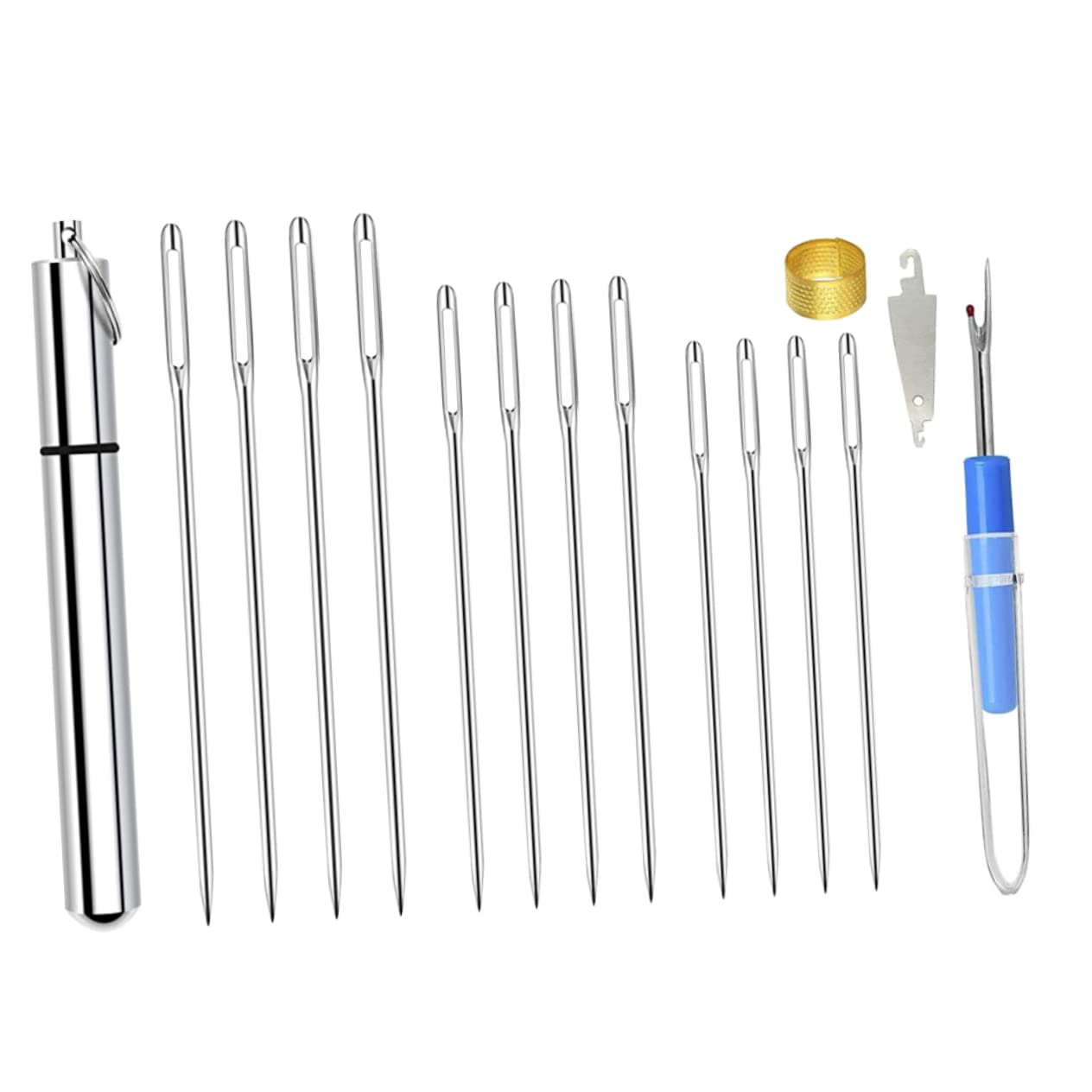 VILLCASE Professional Sewing Tool Kit 34pcs Needle Kit Embroidery Needles Self-Threaded Alloy
