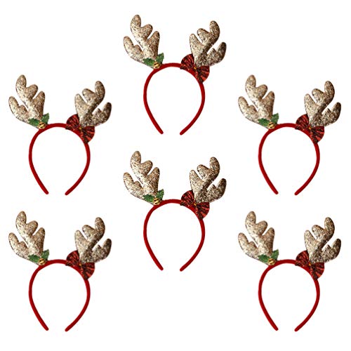 UNOMOR Christmas Reindeer Antlers, Shape Headband Shiny Xmas Party Favors Headwear Kids Party Headdress Deer Headwear