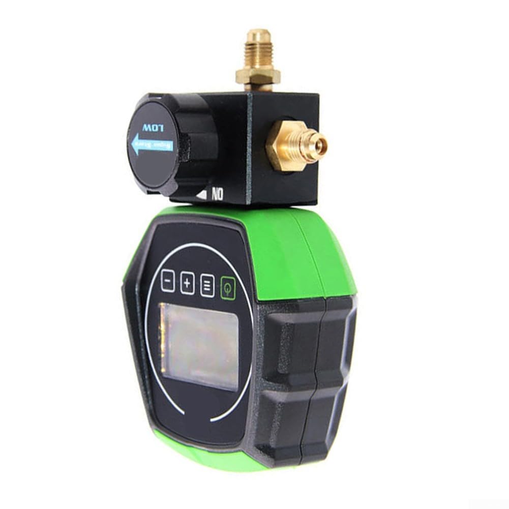 Digitales Vakuummeter mit Temperaturmessung für 90, HVAC Druckmessgerät mit Kugelventil und HD-Fenster, Präzisions-Manifold-Tester für Klimaanlage und Kältetechnik Installation(ST-B168DH)