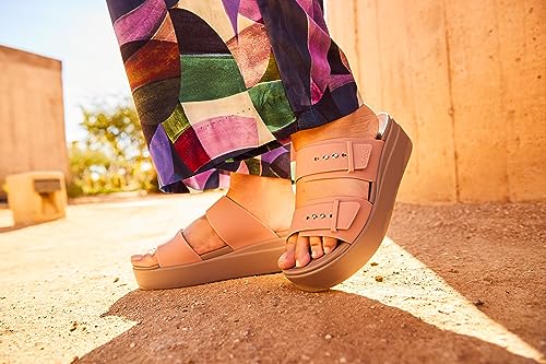 Image of Crocs Women's Brooklyn Buckle Low Wedge Sandal, Chalk
