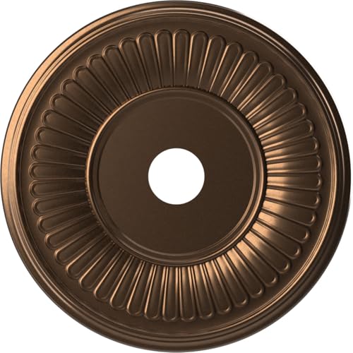 Image of Ekena Millwork CMP22BECAB Berkshire Thermoformed PVC Ceiling Medallion (Fits Canopies up to 10 1 /8 inch), 22 inchOD x 3 1 /2 inchID x 1 inchP, Metallic Antique Brass