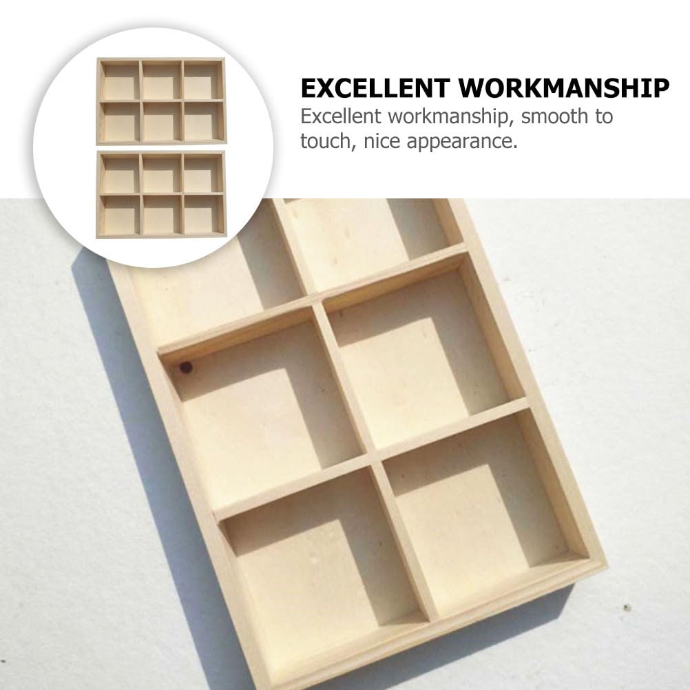 Photo 1 of ?Wakauto 2pcs Wooden Storage Divider Boxes - 6 Grid Organizer Trays for Desk, Crafts & Art Supplies Display (Home Organization & Decorative Storage 9.64" X 6.49")??