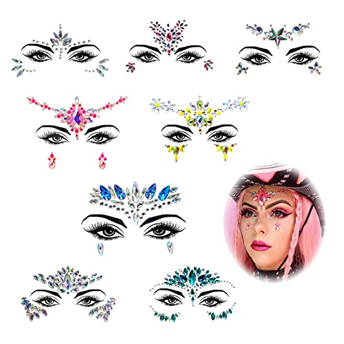 Gemas Faciales, Pegatinas Cara Joyas, Face Cristales Tatuajes Temporales Falso, para Ojos Cara Festival de Fiestas Decoración Cover