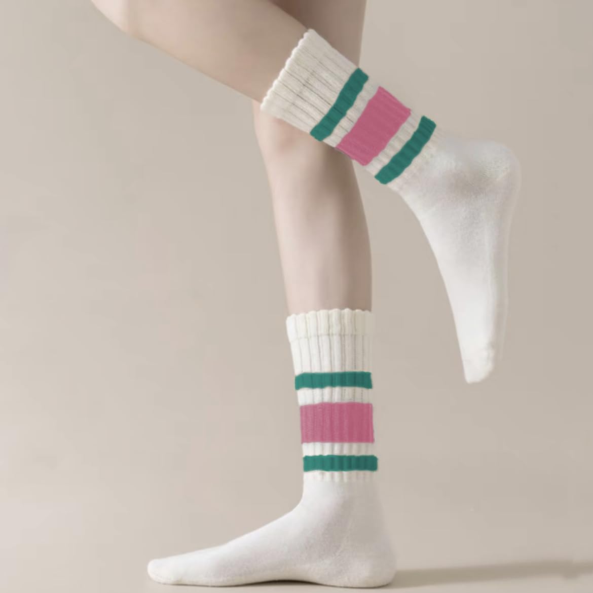 Women Striped Retro Novelty Socks Slouch Socks Athletic Calf Tube Cotton Socks