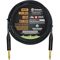 This audio cable made with the Gotham GAC-1 Ultra Pro is the world's lowest capacitance audio cable (21pF/ft Capacitance). This ultra durable cable has 4 shields making it the best-shielded patch cable in the world (2x100% coverage LCOF Copper shield...