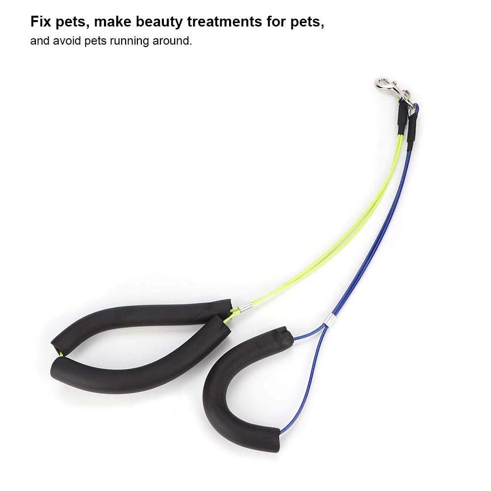Dog Grooming Res, T Rope NoSit Haunch Holder Pet Adjustable Leash For Table Basic Leads Loop Noose Stainless Steel Wire For Tables (Yellow Blue)