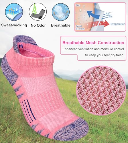 Heyoboy Women's Anti-Blister Cushioned Running Socks - 5 Pairs