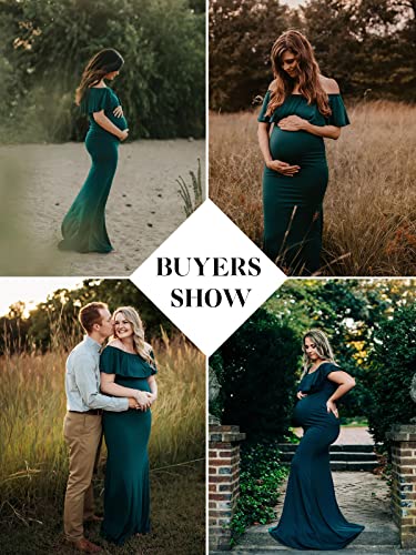 Glampunch Womens Off Shoulder Maternity Dress Ruffles Elegant Slim Gowns Fit Maxi Photography Dress #TOP3