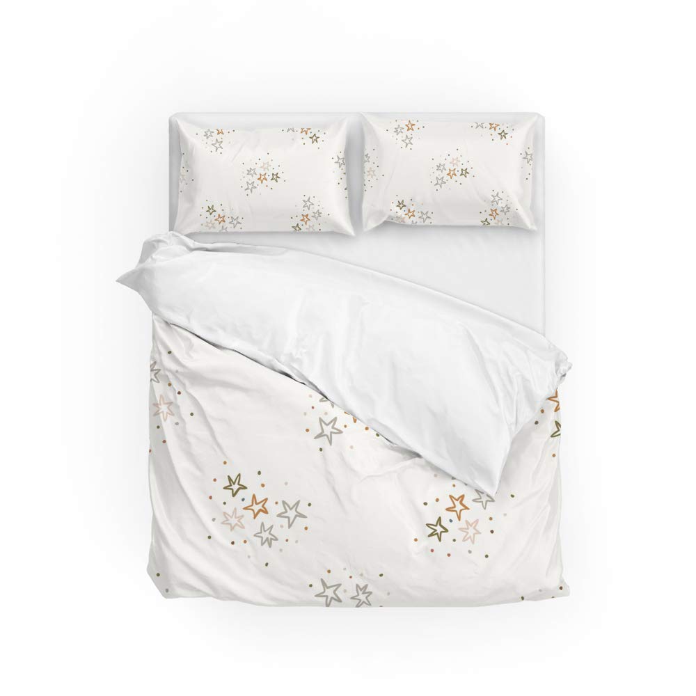 Housse de couette et 2 taies d'oreiller étoiles parure de lit facile d'entretien