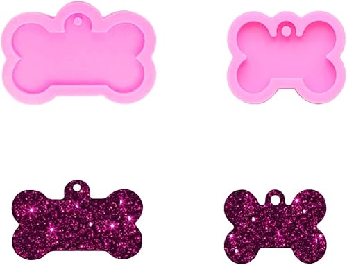 2 moldes creativos de silicona en forma de hueso para perro, molde de llavero para decoración de bricolaje con decoración antiadherente, accesorios
