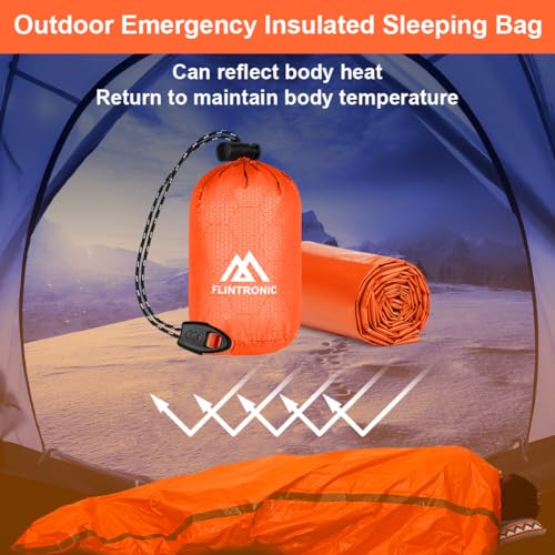 flintronic Notfall Schlafsack, Biwaksack Notfall, Überleben Schlafsack, Wasserdicht Notfalldecke, Hitzeabweisend Kälteschutz, Survival Biwak Sack für Outdoor/Wandern/Camping – Bild 4